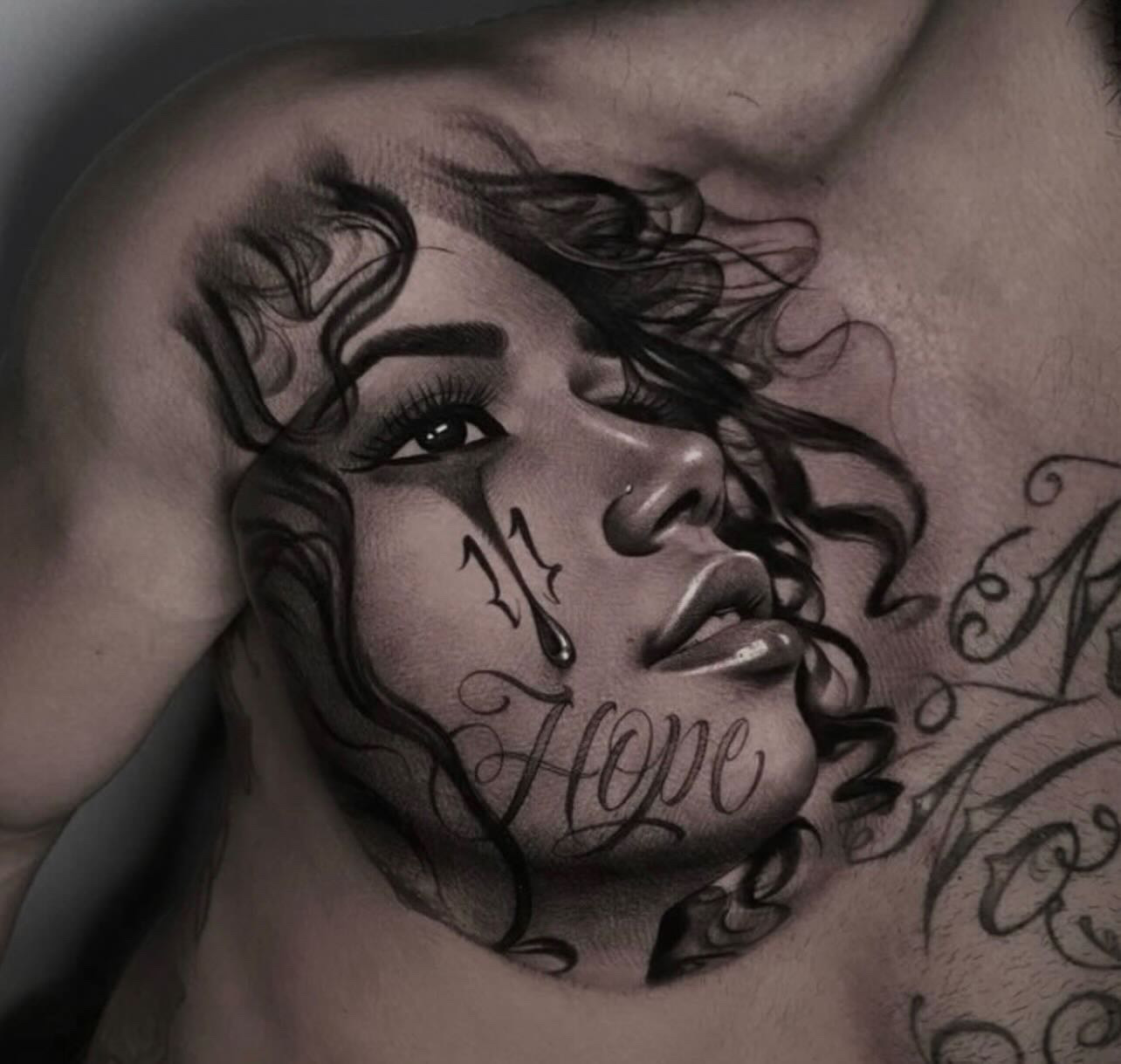Chicana 'Hope' chest piece realism