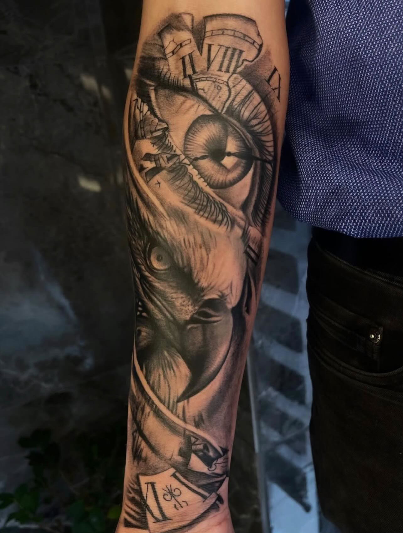 Wolf, eye & Roman clock sleeve